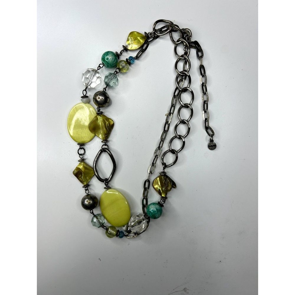 Green and Blue Silvertone Ruby Rd. Necklace